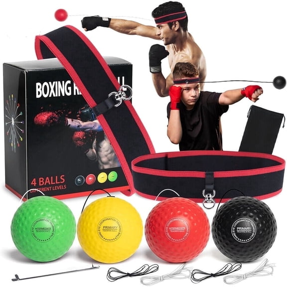 ASTRAEA 1PACK Boxing Fight 4 Balls With Head Band For Reflex Speed Training Punching Exercise