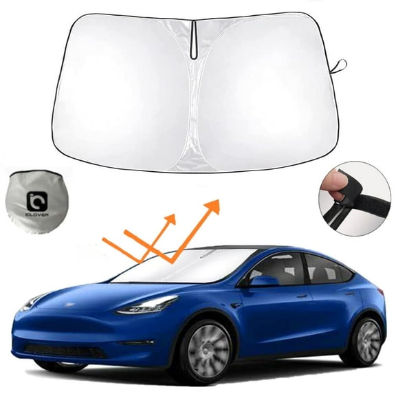 ASTRAEA Car Windshield Sunshade for Tesla Model Y/3, Foldable Car Visor Sun Shade with Mirror Cut-Out, UV Protection Fit for Model 3/Y 2016~2025