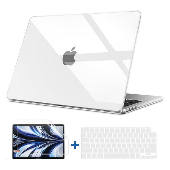RoamRider Compatible with MacBook Air 15 inch Case 2025 2024 2023 Release A3241 M4 A3241 M3 A3114 M2 A2941 Chip, Plastic Hard Shell Case + Keyboard Cover + Screen Protector, Clear