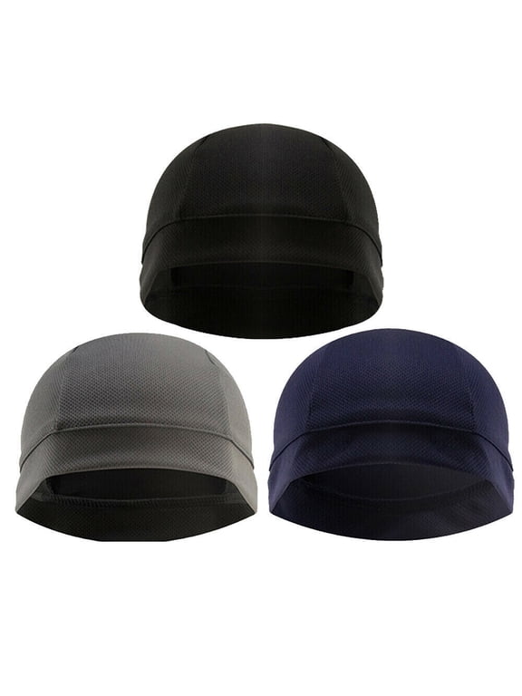 3 Pcs Cooling Skull Cap Helmet Liner Sweat Wicking Cycling Running Hat for Men Women