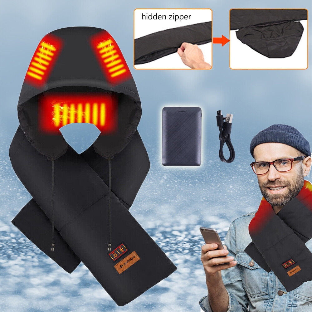 RoamRider Electric Heated Scarf Hood Heated Neck Warmer Heater Winter Men Women Power Bank