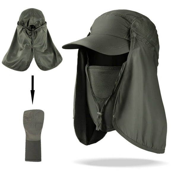 RoamRider Fishing Hat, Foldable Sun Hat with Neck Cover & Face Mask, UPF50  Protection Baseball Cap for Outdoor Beach Hiking, Green