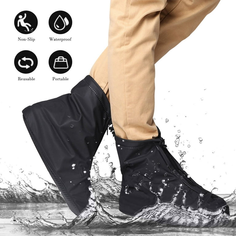 RoamRider Rain Shoe Covers with Zipper, Reusable Waterproof Anti