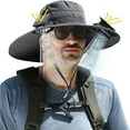 thumbnail image 1 of RoamRider Solar Fan Hat, Wide Brim Hat with Solar Fan Built in and 3-Speed Outdoor Adjustable Cooling - Solar & USB Charging, Gray, 1 of 7