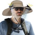 thumbnail image 1 of RoamRider Solar Fan Hat, Wide Brim Hat with Solar Fan Built in and 3-Speed Outdoor Adjustable Cooling - Solar & USB Charging, Khaki, 1 of 7
