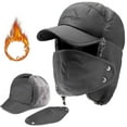 thumbnail image 1 of ASTRAEA 3 in 1 Winter Trapper Hat for Men Women, Windproof Trooper Hunting Russian Fur Hat with Ear Flap Mask, Aviator Ushanka for Cold Weather, Gray, 1 of 7
