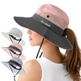 thumbnail image 1 of RoamRider Women's Sun Hat with Ponytail Hole, Foldable Wide Brim UV Protection Beach Hat, Cool Mesh Breathable Bucket Cap, Pink, 1 of 7