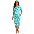 thumbnail image 1 of Roaman's Women's Plus Size 2-Piece Printed Henley Top And Capri Set, 1 of 4
