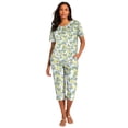 thumbnail image 1 of Roaman's Women's Plus Size 2-Piece Printed Henley Top And Capri Set, 1 of 4