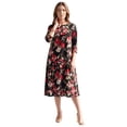 thumbnail image 1 of Roaman's Women's Plus Size 3/4 Sleeve Boatneck Swing Dress, 1 of 4