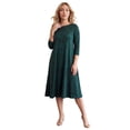 thumbnail image 1 of Roaman's Women's Plus Size 3/4 Sleeve Boatneck Swing Dress, 1 of 2
