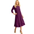 thumbnail image 1 of Roaman's Women's Plus Size 3/4 Sleeve Mesh Inset Boatneck Dress, 1 of 1