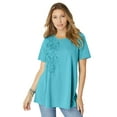 thumbnail image 1 of Roaman's Women's Plus Size 3-D Appliqued Swing Tee, 1 of 5
