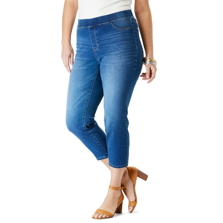 YOURS Plus Size Blue Stretch Cropped Jeans