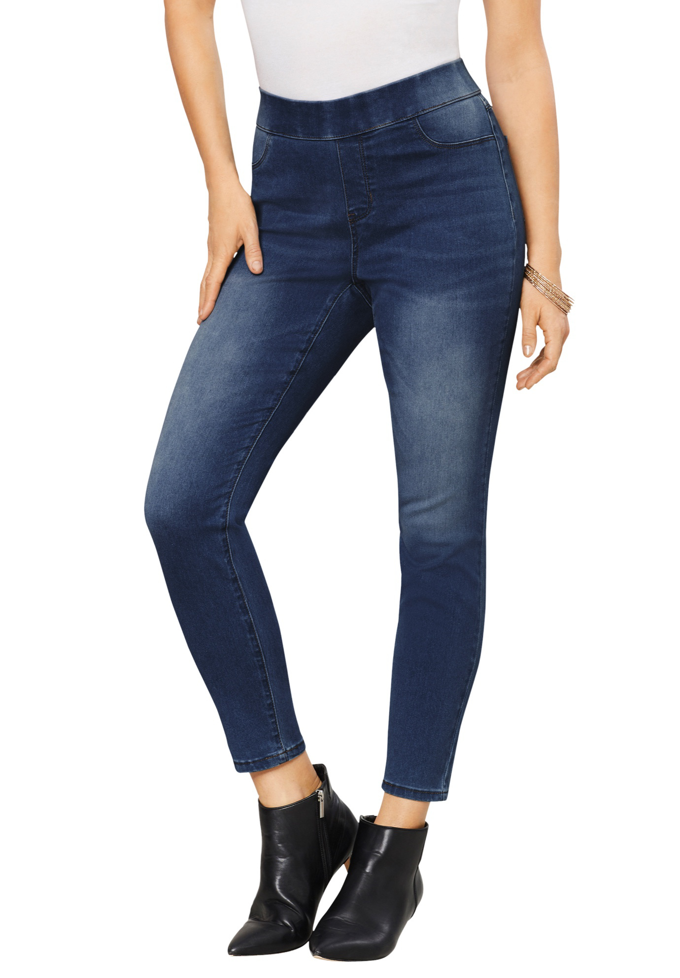 Roaman's Women's Plus Size 360° Stretch Jegging Pull On Jeans Denim Legging - image 1 of 6
