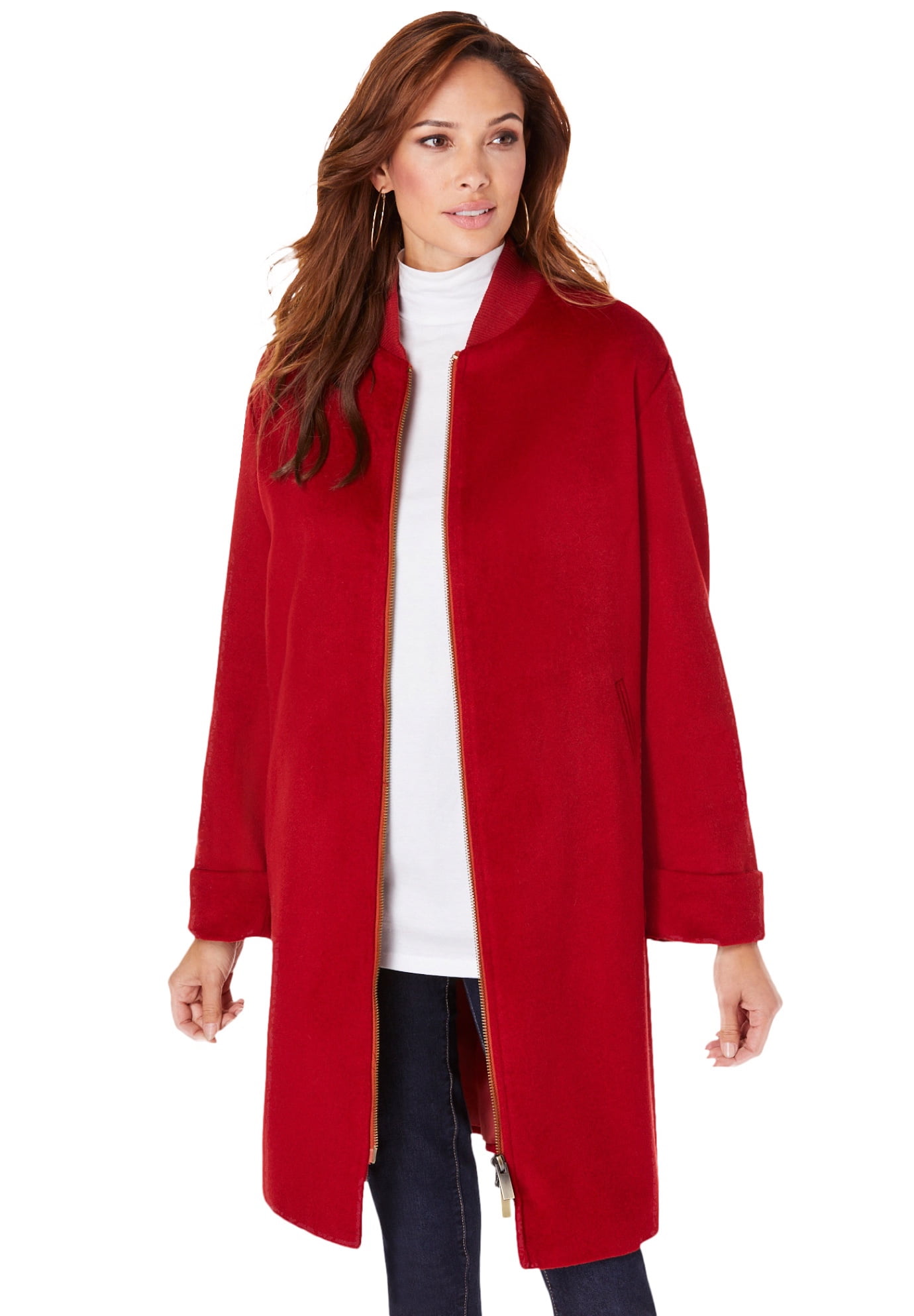 plus size a line wool coat