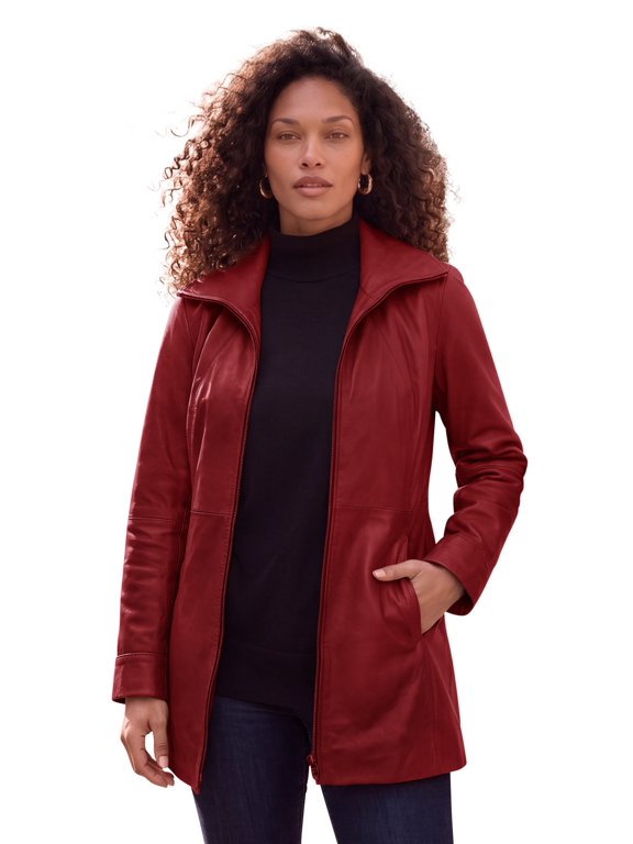 Women's Plus Size A-Line Leather Jacket