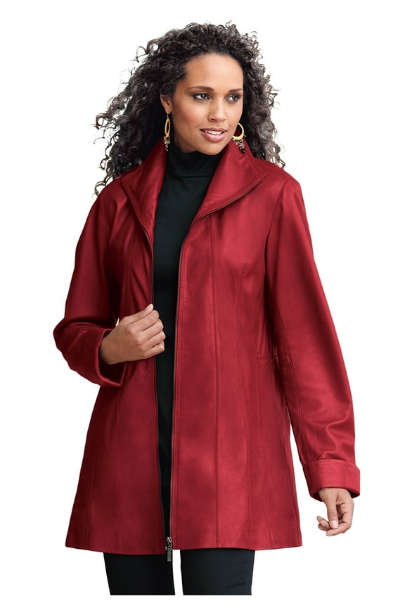 Women's Plus Size A-Line Leather Jacket