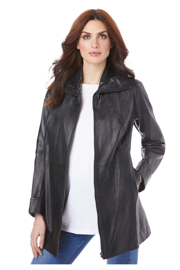Women's Plus Size A-Line Leather Jacket