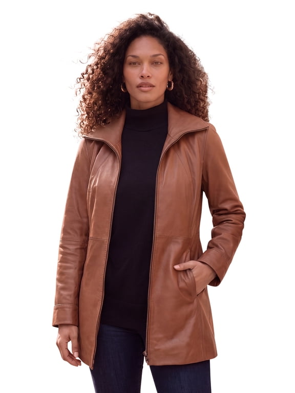 Women's Plus Size A-Line Leather Jacket
