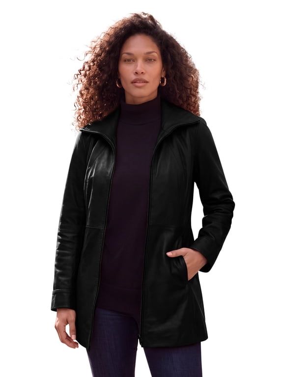Women's Plus Size A-Line Leather Jacket