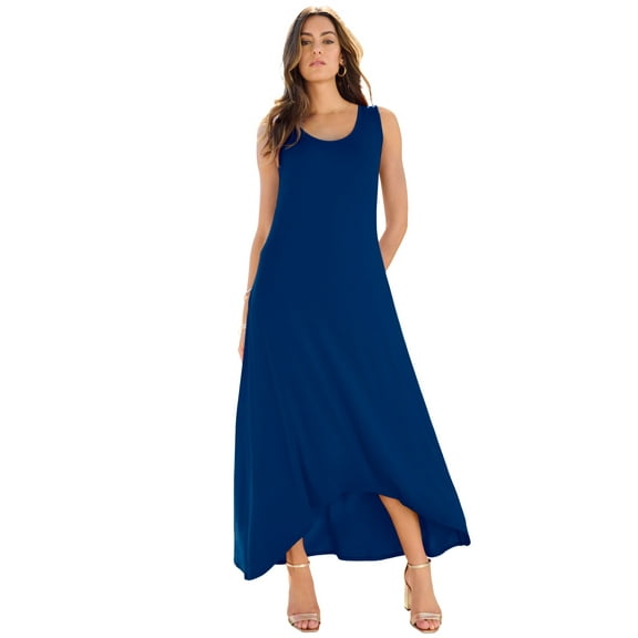 Roaman's Women's Plus Size Stretch Knit Sleeveless A-Line Maxi Dress