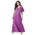 thumbnail image 1 of Roaman's Women's Plus Size Flutter Sleeve Hand Crinkled Maxi Dress – Curvy A-Line, 1 of 4