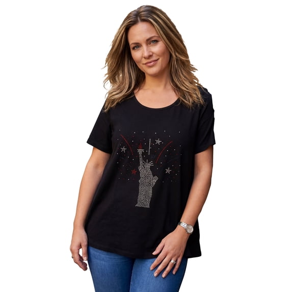 Roaman's Women's Plus Size American Graphic Swing Tee