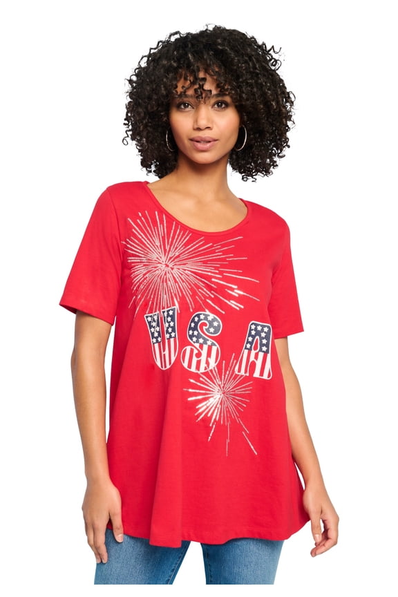 Women's Plus Size American Graphic Swing Tee