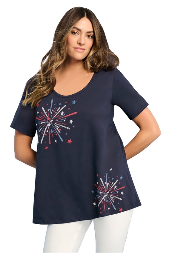 Women's Plus Size American Graphic Swing Tee