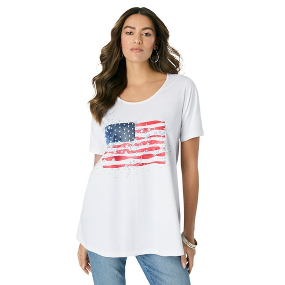 Roaman's Women's Plus Size American Graphic Swing Tee