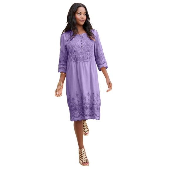 Roaman's Women's Plus Size Cotton Lace Dress