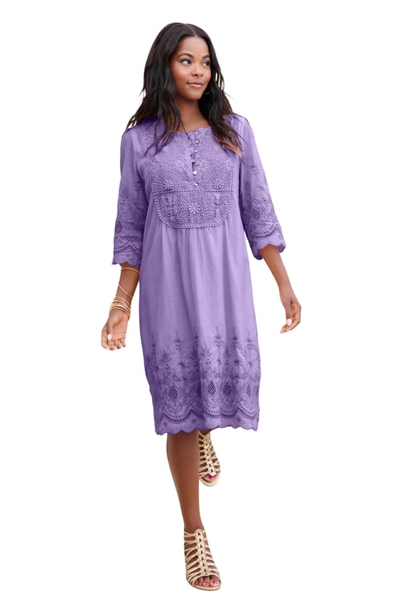 Women's Plus Size Cotton Lace Dress