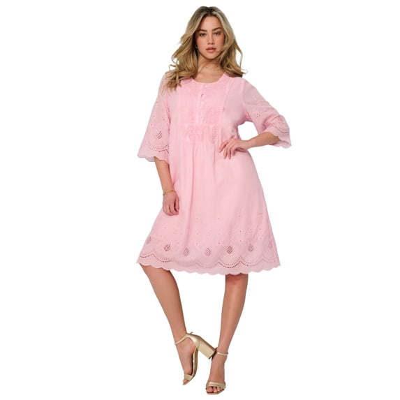 Roaman's Women's Plus Size Cotton Lace Dress