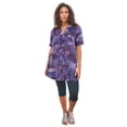 thumbnail image 1 of Roaman's Women's Plus Size Angelina Crinkle Crepe Y-Neck Short Sleeve Tunic, 1 of 5