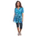 thumbnail image 1 of Roaman's Women's Plus Size Angelina Crinkle Crepe Y-Neck Short Sleeve Tunic, 1 of 5