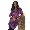 thumbnail image 1 of Roaman's Women's Plus Size Angelina Crinkle Crepe Y-Neck Short Sleeve Tunic, 1 of 6