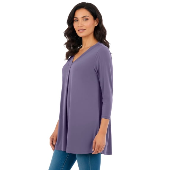 Roaman's Women's Plus Size Banded V-Neck Blouse