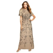 ROAMAN'S Women's Plus Size Plus Size Beaded Capelet Maxi Gown – Glam Evening Dress