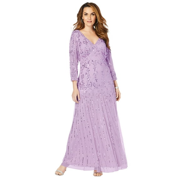 Roaman's Women's Plus Size Beaded Dress Formal Evening