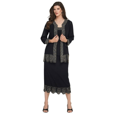 Roaman's Women's Plus Size Beaded Skirt Set