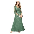 thumbnail image 1 of Roaman's Women's Plus Size Beaded V-Neck 3/4 Sleeve Sleeve Maxi Gown, 1 of 6