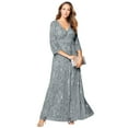 thumbnail image 1 of Roaman's Women's Plus Size Beaded V-Neck 3/4 Sleeve Sleeve Maxi Gown, 1 of 5