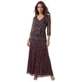 thumbnail image 1 of Roaman's Women's Plus Size Beaded V-Neck 3/4 Sleeve Sleeve Maxi Gown, 1 of 5