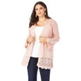 thumbnail image 1 of Roaman's Women's Plus Size Bell Sleeve Pointelle Cardigan, 1 of 4