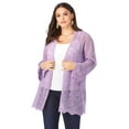 thumbnail image 1 of Roaman's Women's Plus Size Bell Sleeve Pointelle Cardigan, 1 of 4