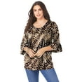 thumbnail image 1 of Roaman's Women's Plus Size Cotton Ultimate Bell Sleeve Tee, 1 of 6