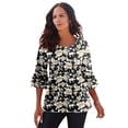 thumbnail image 1 of Roaman's Women's Plus Size Cotton Ultimate Bell Sleeve Tee, 1 of 5