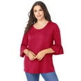 thumbnail image 1 of Roaman's Women's Plus Size Cotton Ultimate Bell Sleeve Tee, 1 of 5