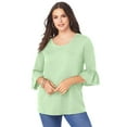 thumbnail image 1 of Roaman's Women's Plus Size Cotton Ultimate Bell Sleeve Tee, 1 of 6